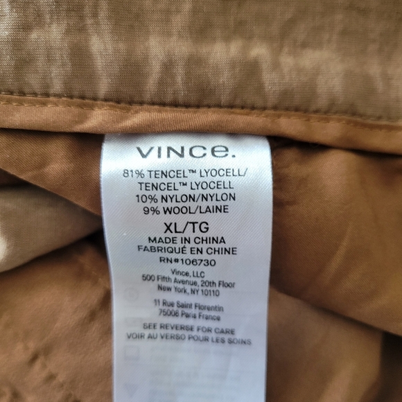 Vince Women's Mid Rise Pleated Pull-On Pant Tencel Camel Brown Size XL - Picture 9 of 10